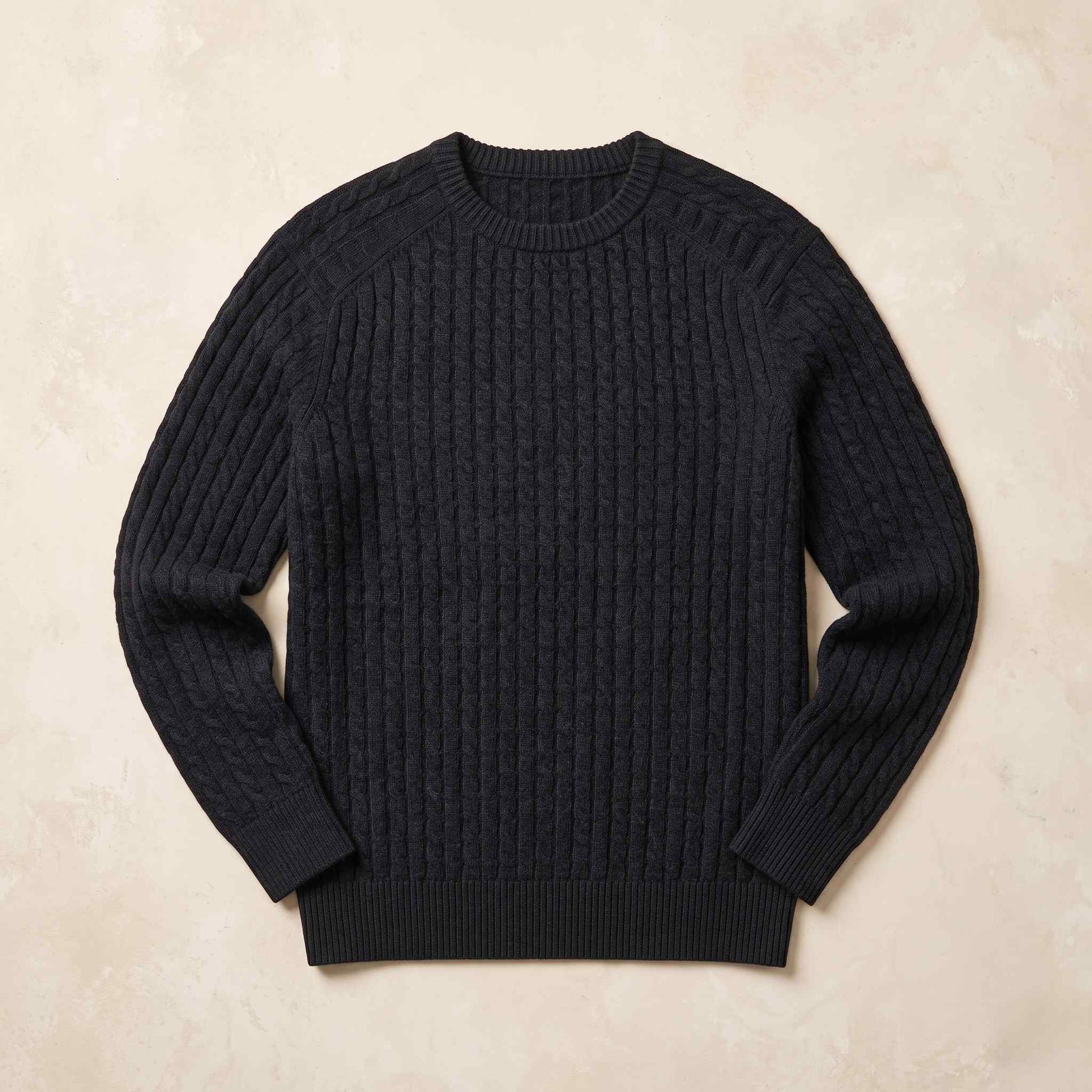 Men's cable-knit cashmere sweater, Atlas in Black - view 5