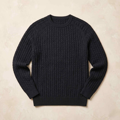 Men's cable-knit cashmere sweater, Atlas in Black - view 5