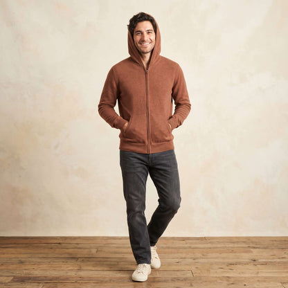 Original Kora Zip Himalayan Cashmere Hoodie For Men in Caramel — Himalayan cashmere, view 1