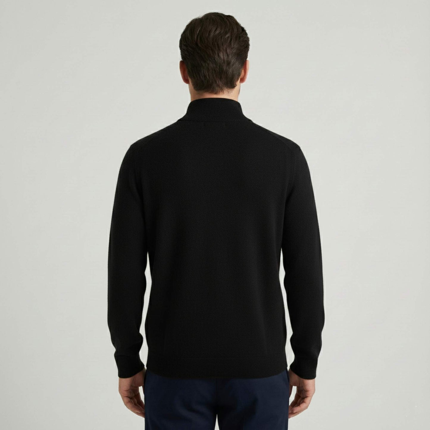 Authentic Onyx Himalayan Cashmere Half-Zip Men's Embrace Sweater