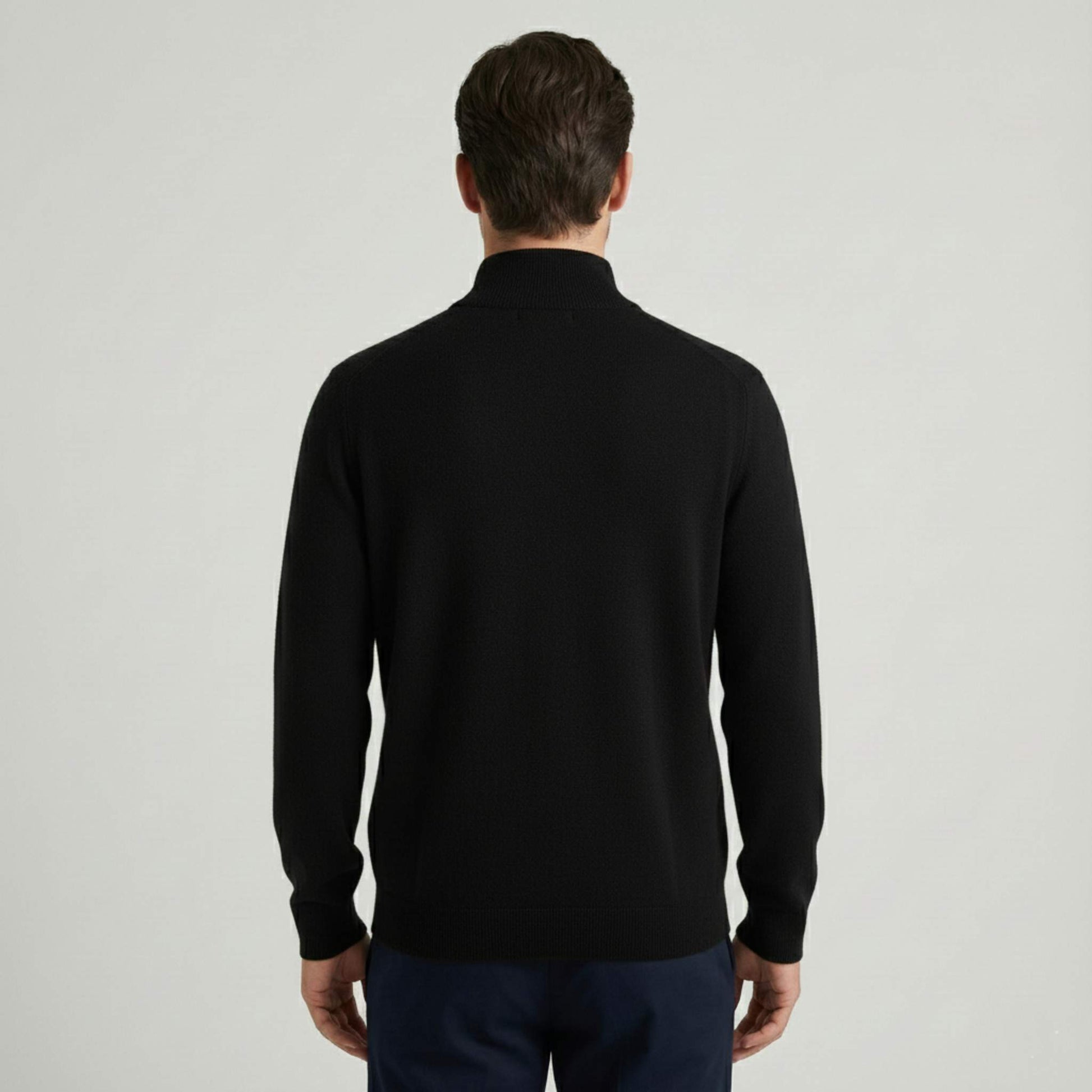 Authentic Onyx Himalayan Cashmere Half-Zip Men's Embrace Sweater