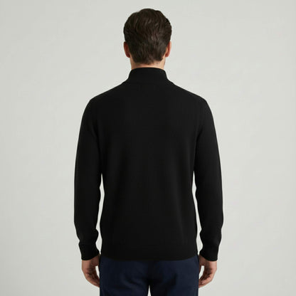 Authentic Onyx Himalayan Cashmere Half-Zip Men's Embrace Sweater