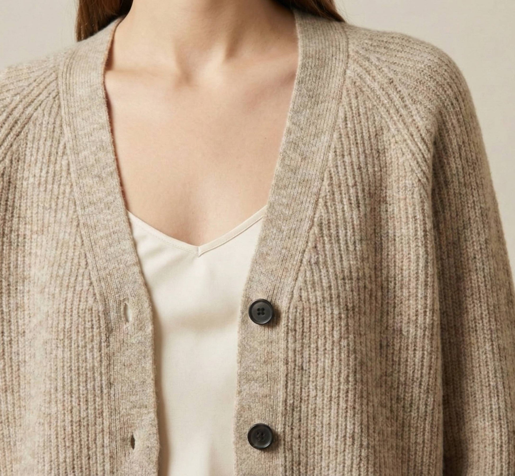 The Lhotse V-Neck Cardigan Undyed Himalayan Cashmere For Women