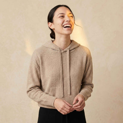 100% Undyed Cashmere Women's Hoodie — Chemical-Free Natural Chyangra Cashmere