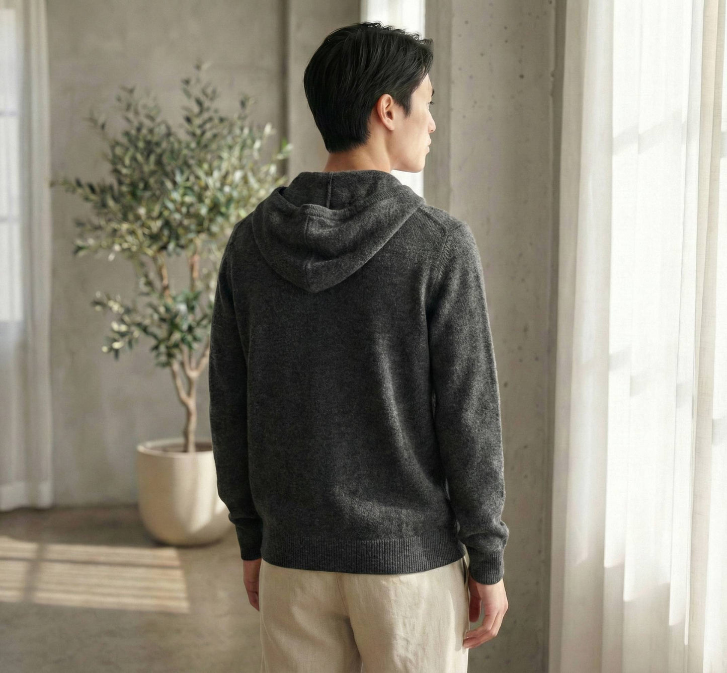 Dark Grey Melange Kora Zip Hoodie