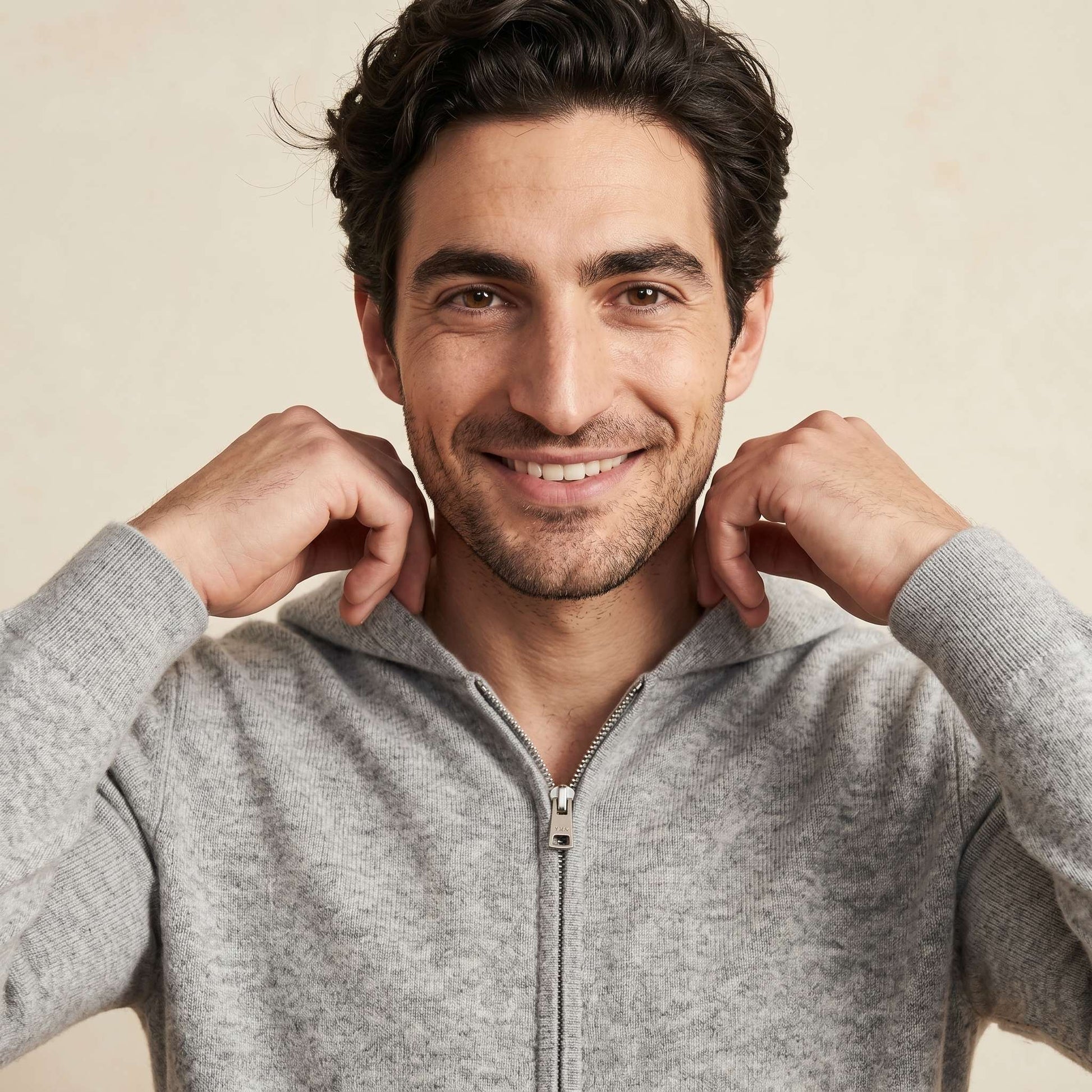 Original Kora Zip Undyed Himalayan Cashmere Hoodie For Men — Himalayan cashmere, view 8