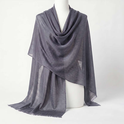 Himalayan Mist and Twilight Grey Cashmere Pashmina Shawl
