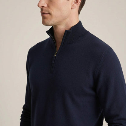 Pure Himalayan Cashmere Half-Zip Dark Navy Men's Embrace Sweater