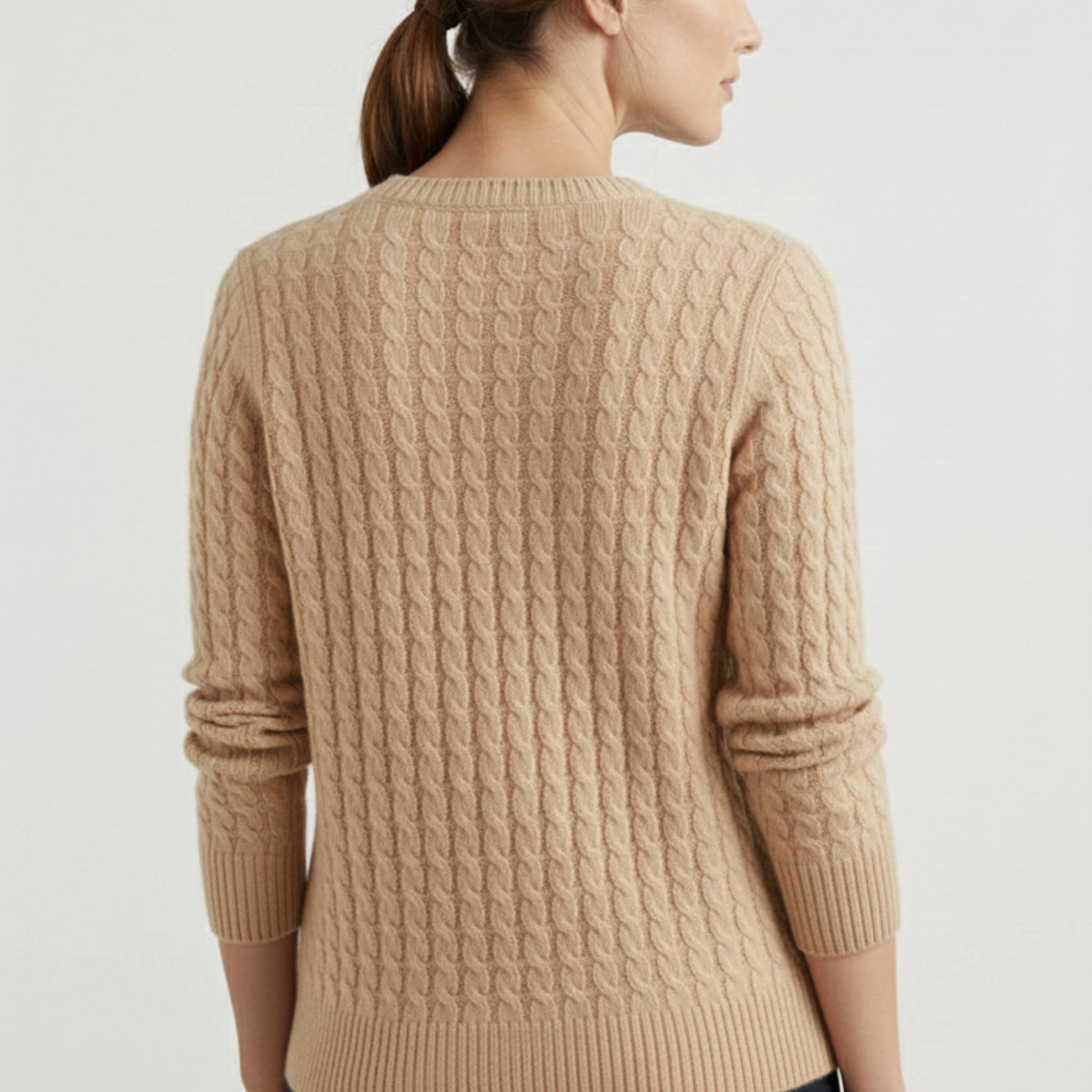 Grace Cable-Knit Cashmere Crewneck | 100% Pure Himalayan Women's Sweater