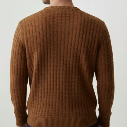 Brown Atlas Cable Hand-Knitted Pure Himalayan Cashmere Sweater