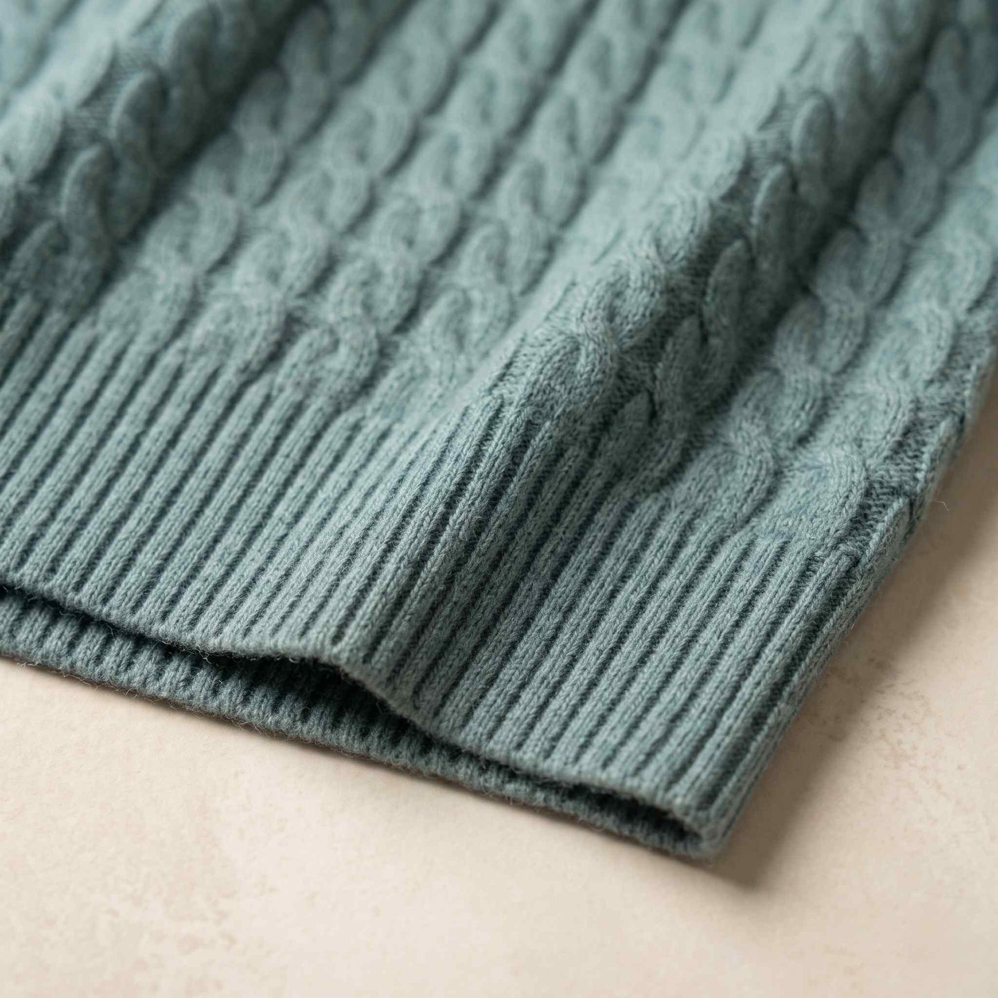 Men's cable-knit cashmere sweater, Atlas in Heathered Jade - view 4