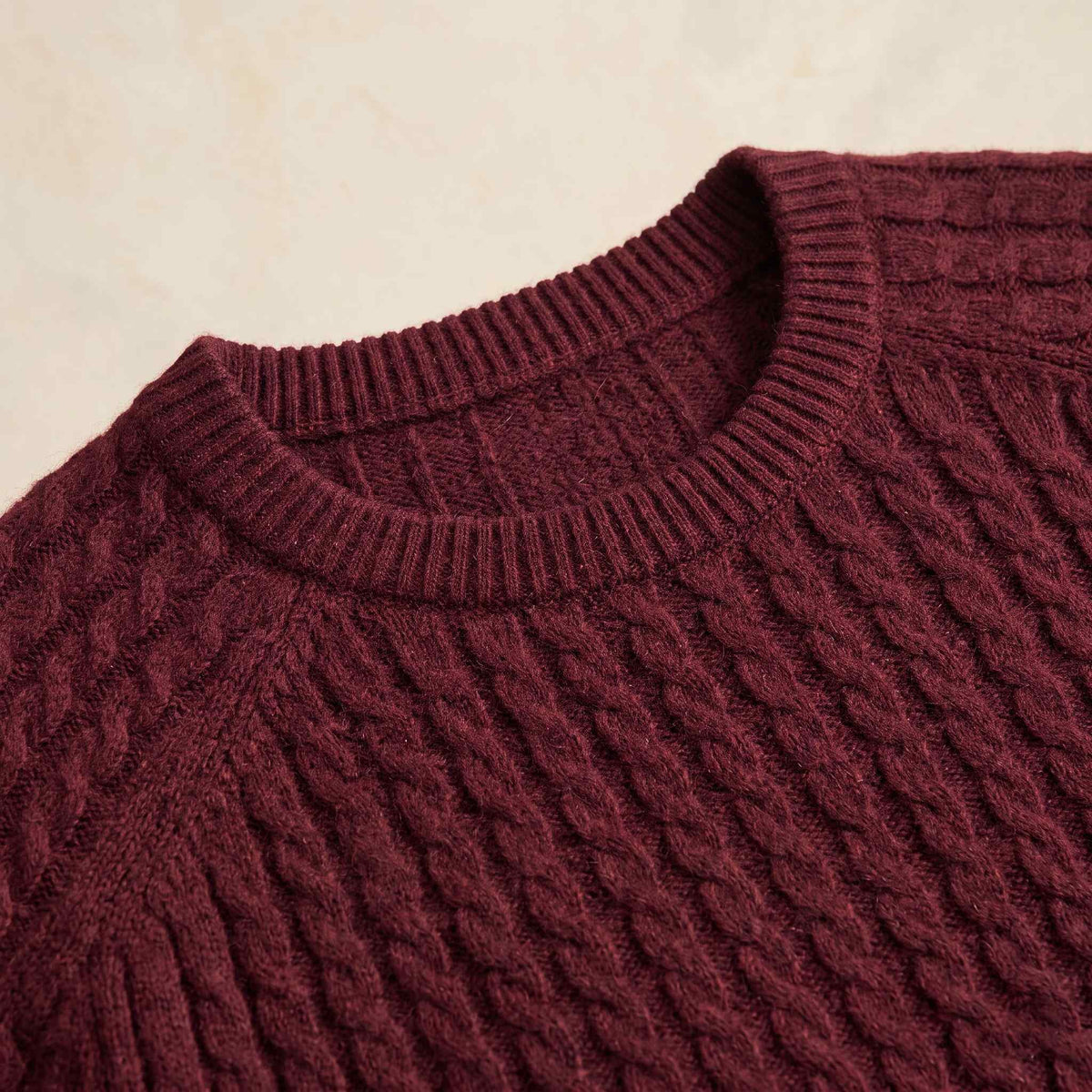 Men's cable-knit cashmere sweater, Atlas in Wine Red - view 4