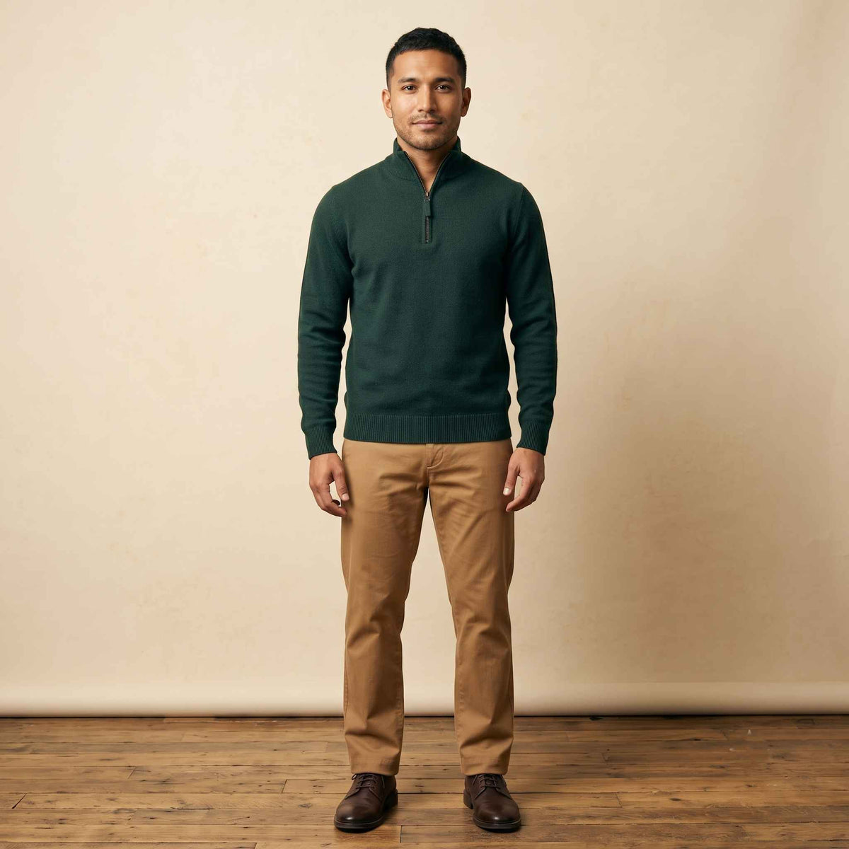 Men's cashmere half-zip sweater, Embrace in Pine - view 8