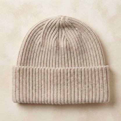 Women's undyed cashmere beanie, natural melange in Oatmeal Melange - view 6