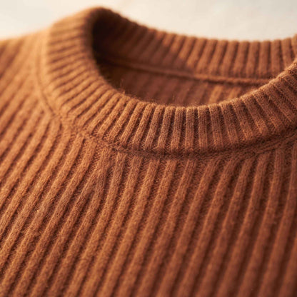 Men's ultra-thick 4-ply cashmere crewneck sweater in Amber — view 6