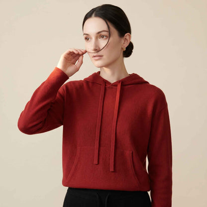 100% Cashmere Women's Pullover Hoodie — 2-Ply 16-Micron Himalayan Cashmere
