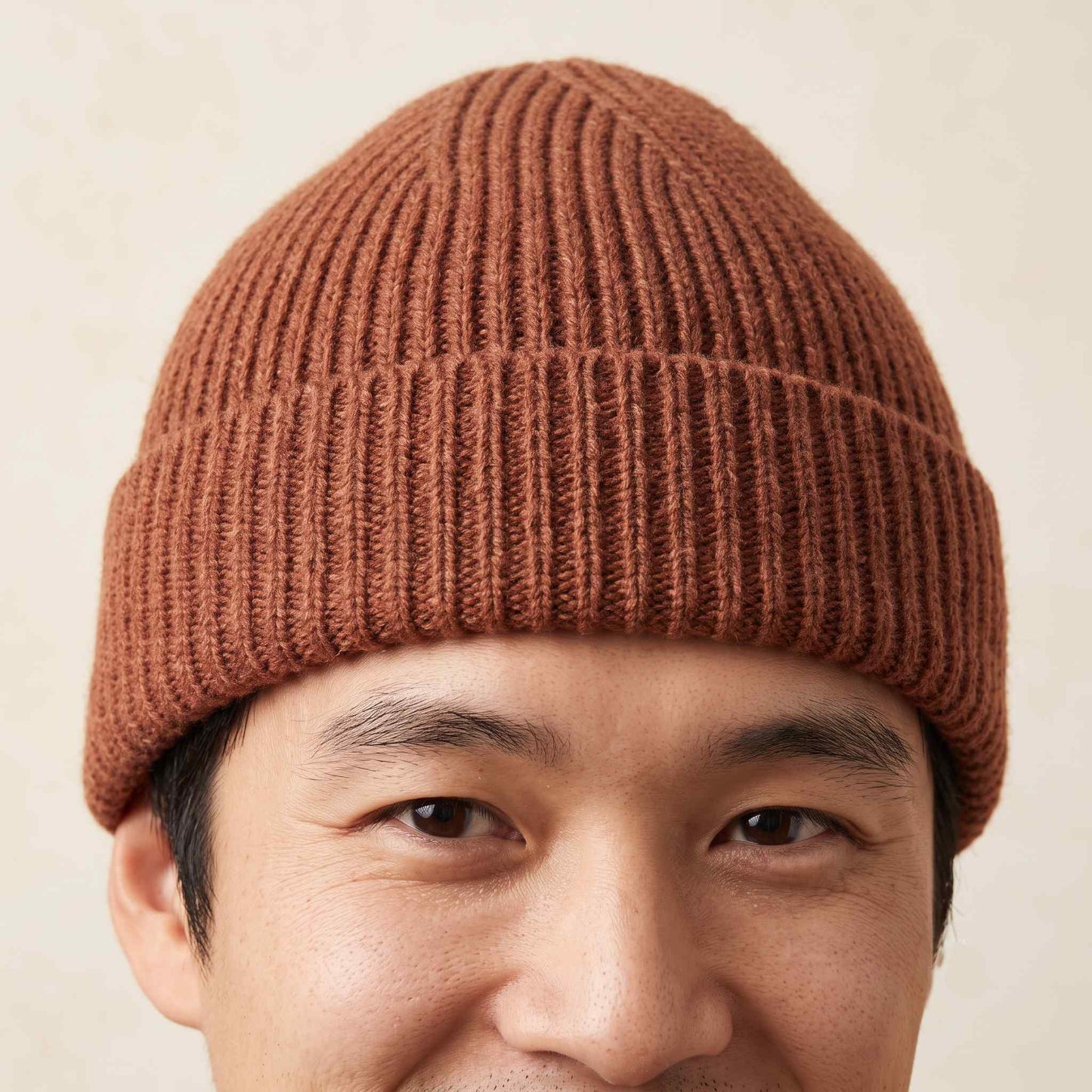 Men's hand-knit ribbed cashmere beanie, Noma in Caramel - view 5