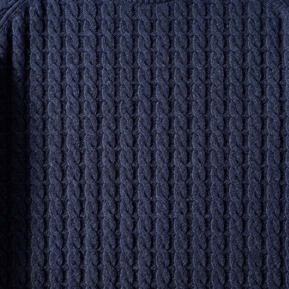 Men's cable-knit cashmere sweater, Atlas in Dark Navy - view 5