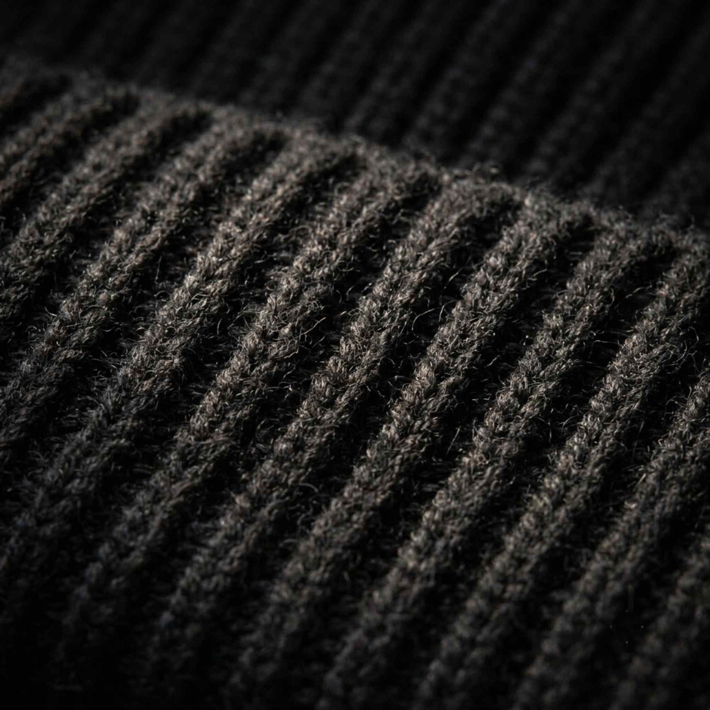 Men's hand-knit ribbed cashmere beanie, Noma in Deep Onyx - view 5