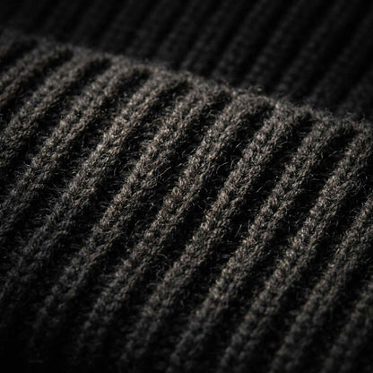 Men's hand-knit ribbed cashmere beanie, Noma in Deep Onyx - view 5