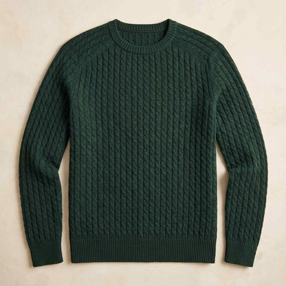 Men's cable-knit cashmere sweater, Atlas in Pine - view 6