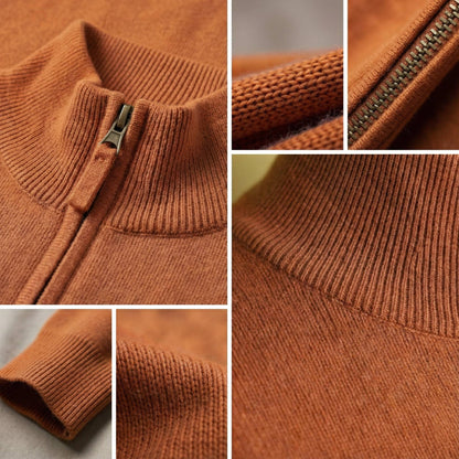 Authentic Himalayan Cashmere Half-Zip Men's Embrace Sweater Amber