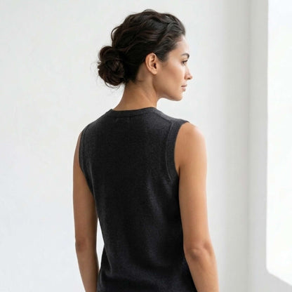 Pure Cashmere Sleeveless Shell Top | Crewneck Tank | Handcrafted in Nepal | Lumusae