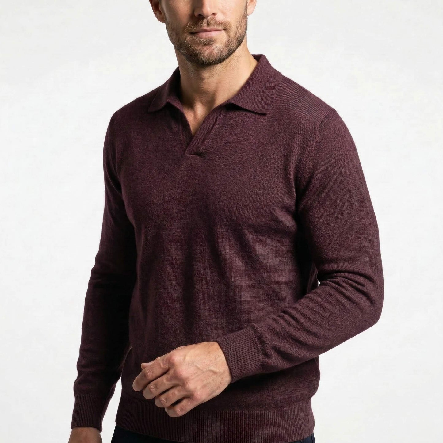 Pure Cashmere Polo Sweater | Men's Johnny Collar | 250g Himalayan Cashmere | Handcrafted in Nepal | Lumusae
