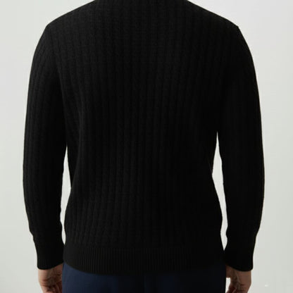 Black Atlas Cable Hand-Knitted Pure Himalayan Cashmere Sweater 