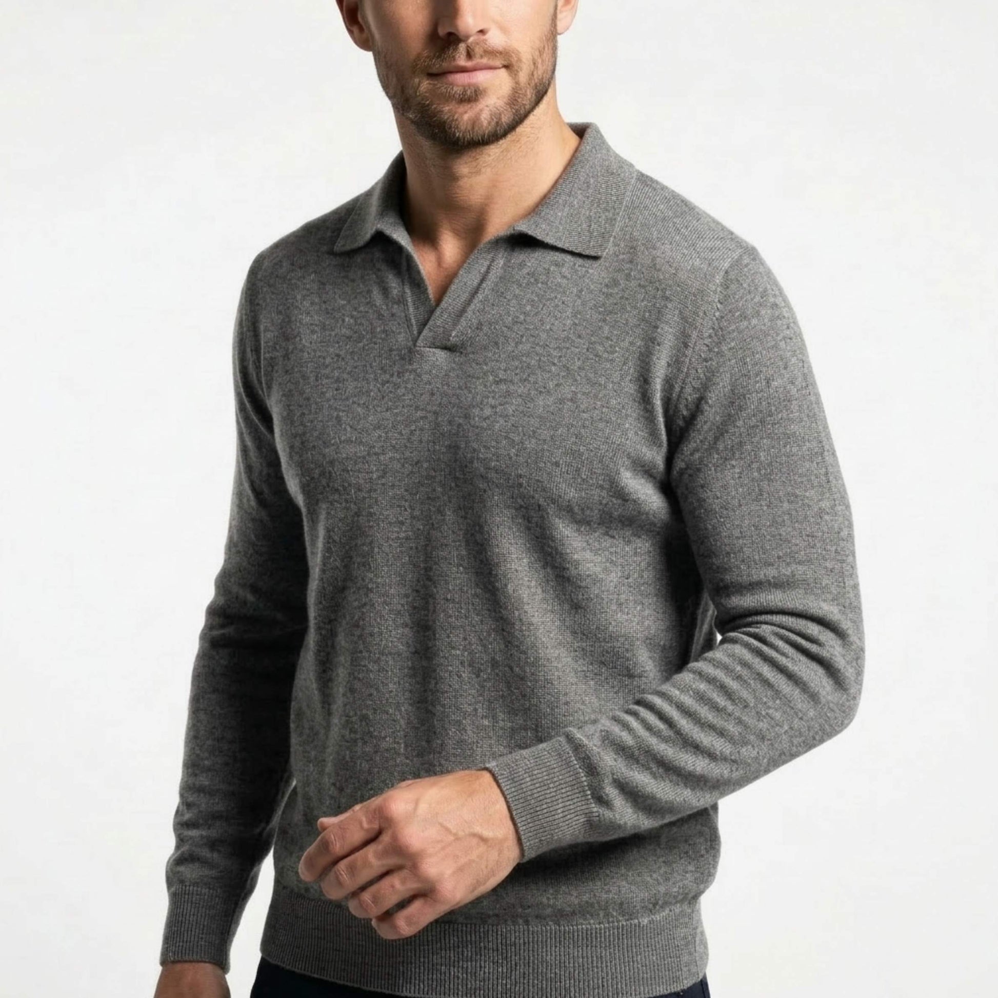 Pure Cashmere Polo Sweater | Men's Johnny Collar | 250g Himalayan Cashmere | Handcrafted in Nepal | Lumusae