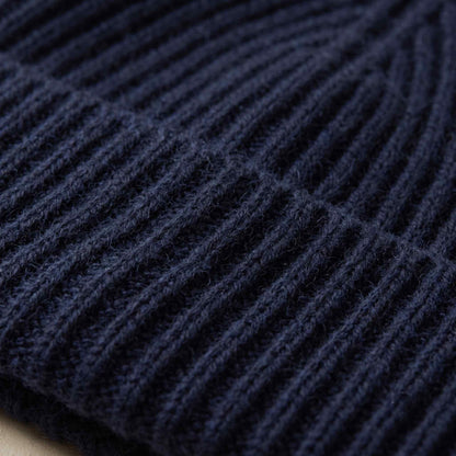 Women's hand-knit cashmere beanie in Midnight Navy - view 6