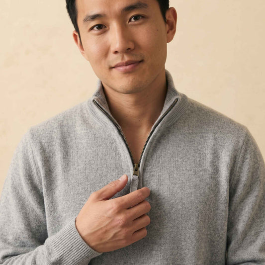 Men's Undyed Cashmere Quarter-Zip Sweater - Executive