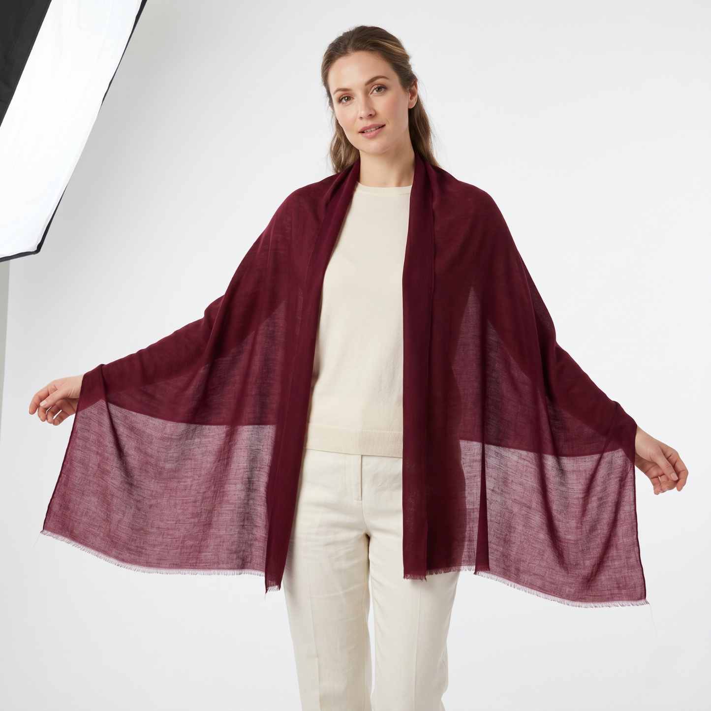 Heritage Red & Mulberry Cashmere Pashmina Shawl