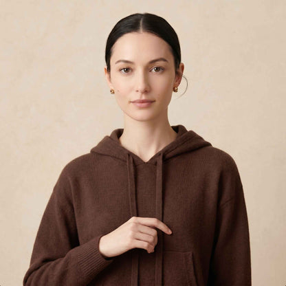 100% Cashmere Women's Pullover Hoodie — 2-Ply 16-Micron Himalayan Cashmere