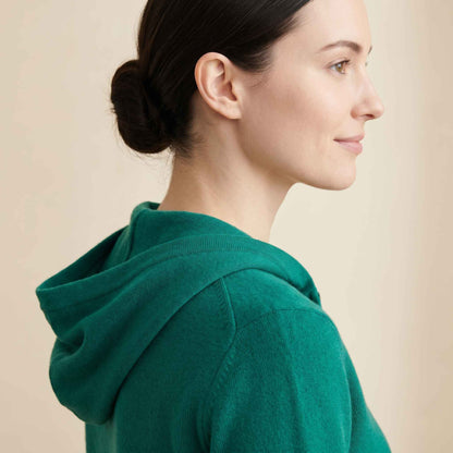 100% Cashmere Women's Zip Hoodie — 12-Gauge 2-Ply 16-Micron Himalayan Cashmere