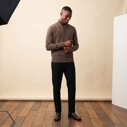 Men's cashmere half-zip sweater, Embrace in Brown - view 5