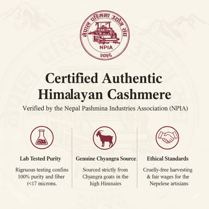NPIA Certificate of Authenticity for SKy Blue Pure Himalayan Cashmere Half-Zip Men's Embrace Sweater