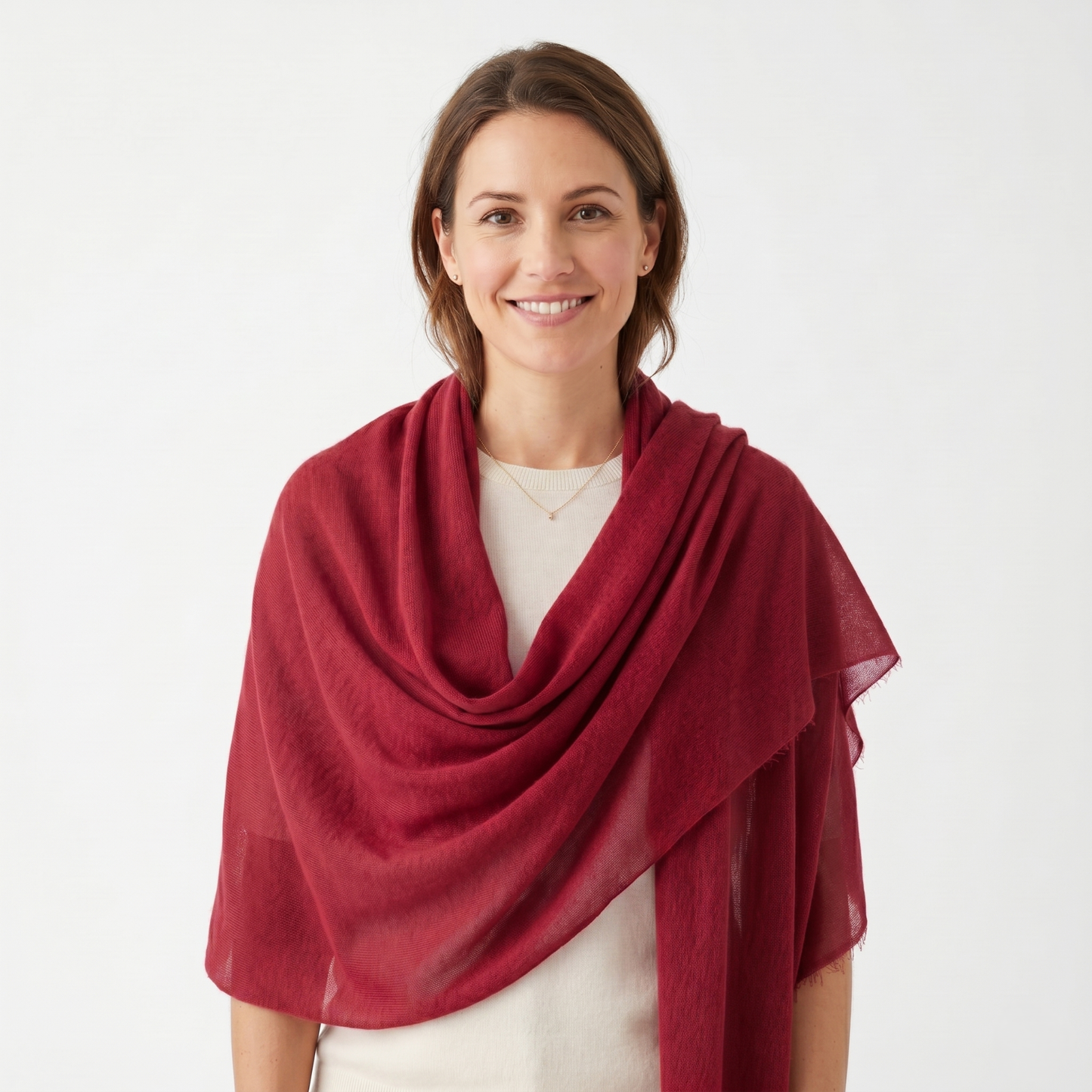 Heritage Red & Mulberry Cashmere Pashmina Shawl