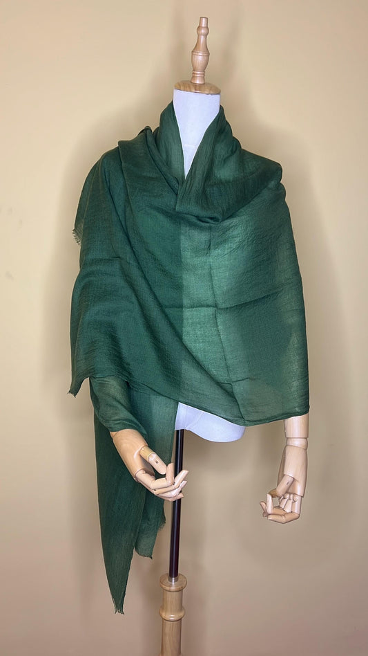 100% Pure Himalayan Cashmere Pashmina Shawl - Mustang Collection Forest Green