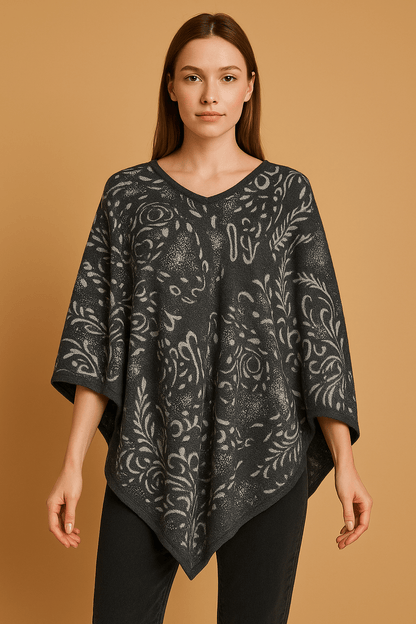 NPIA Certified 100% Pure Himalayan Cashmere Pashmina Shawl | Smoky Magnolia Cape Wrap