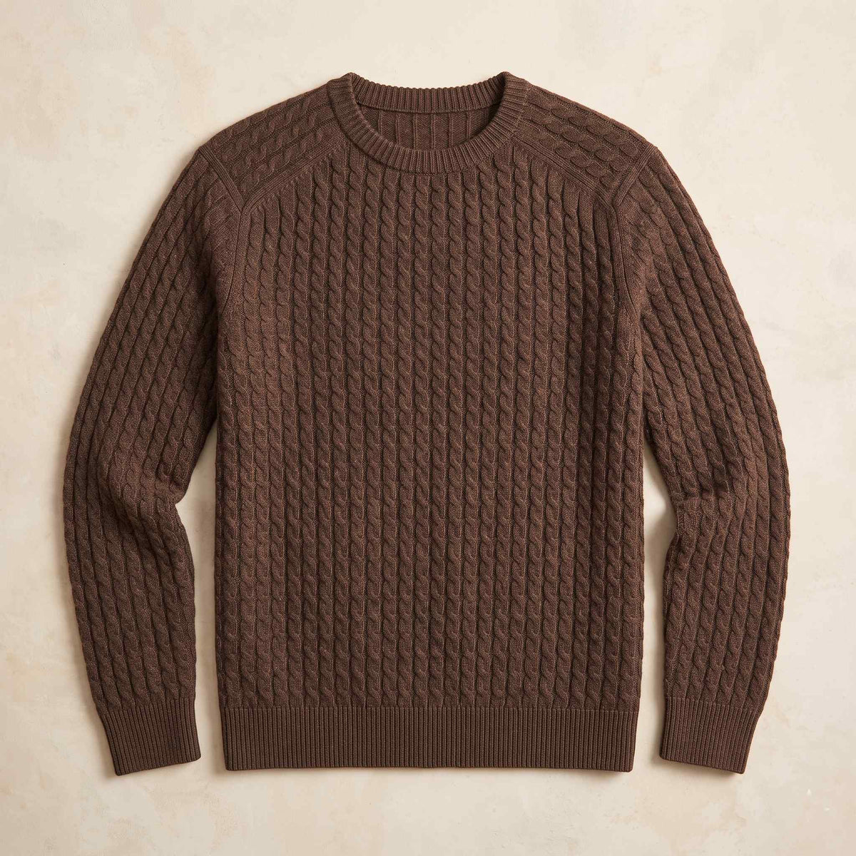 Men's cable-knit cashmere sweater, Atlas in Brown - view 4