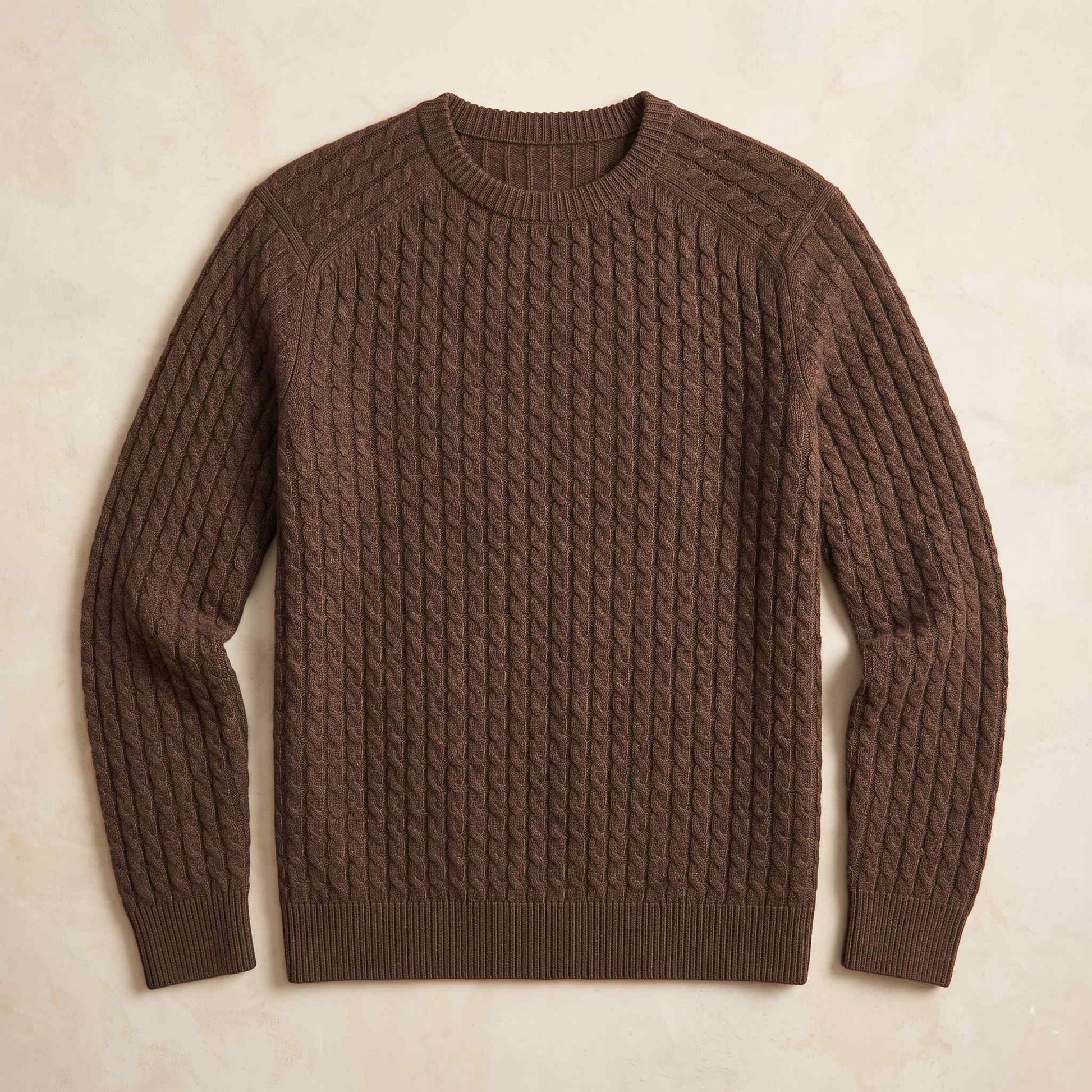 Men's cable-knit cashmere sweater, Atlas in Brown - view 4
