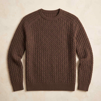 Men's cable-knit cashmere sweater, Atlas in Brown - view 4