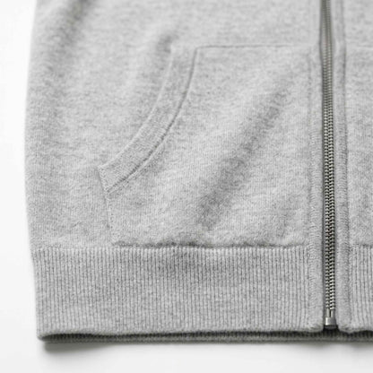 100% Undyed Cashmere Women's Zip Hoodie — Natural Melange, Chemical-Free