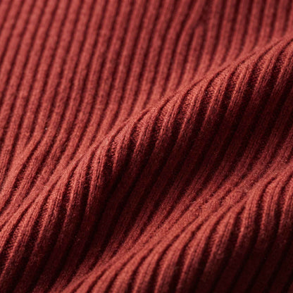 Women's heavyweight ribbed cashmere crewneck sweater in Red Wine — view 7