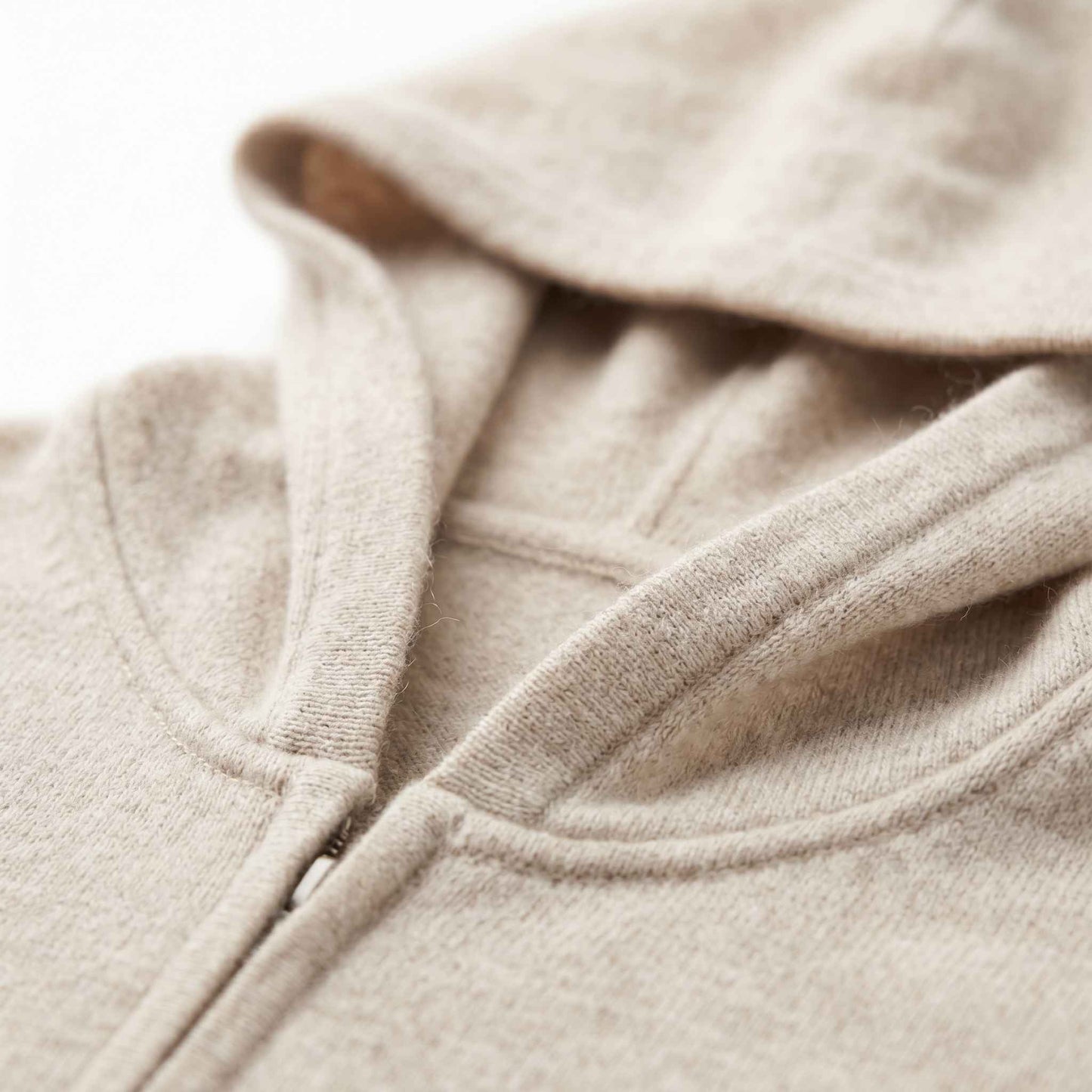 100% Undyed Cashmere Women's Zip Hoodie — Natural Melange, Chemical-Free