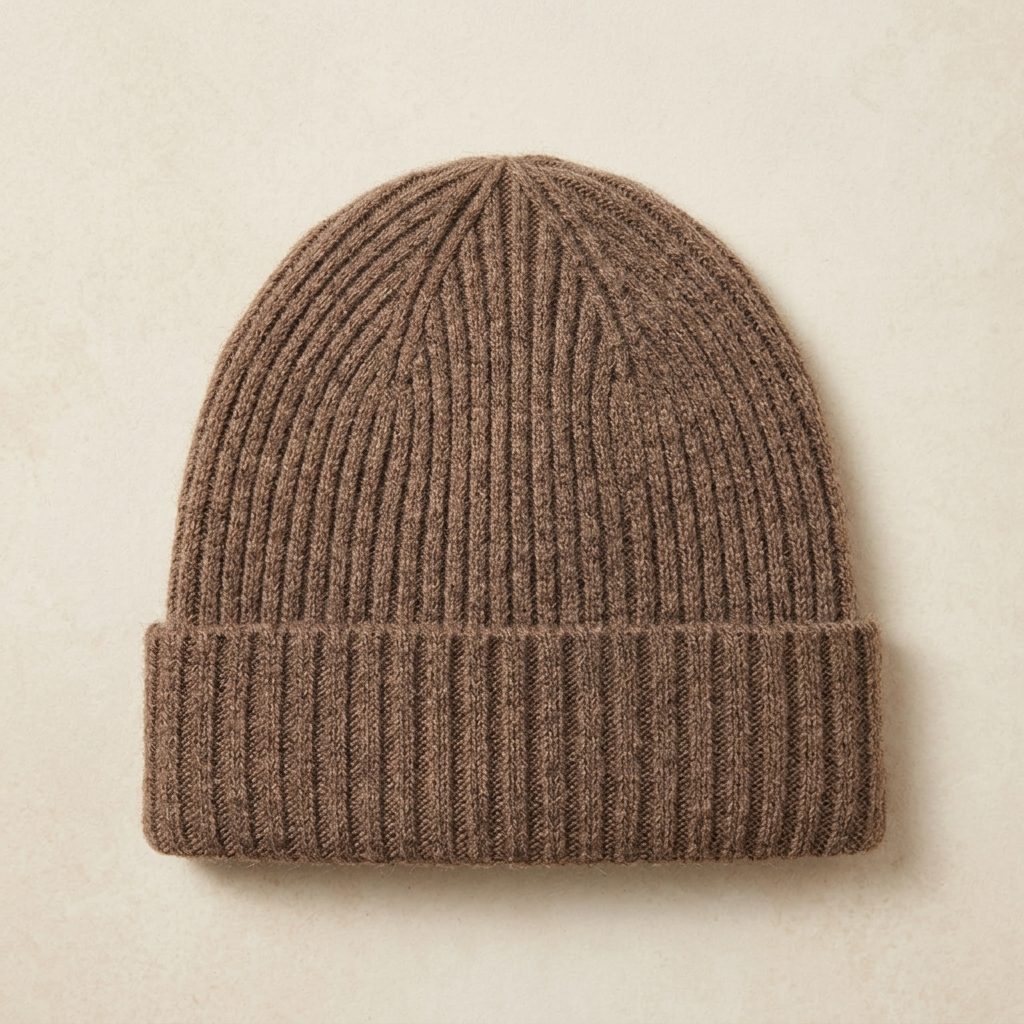 HRBR Men's Cashmere Beanie - Haven Ribbed Brown 2