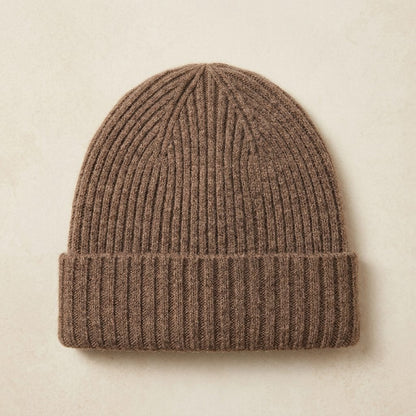 HRBR Men's Cashmere Beanie - Haven Ribbed Brown 2