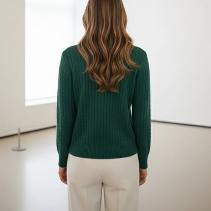 Grace Cable-Knit Cashmere Crewneck | 100% Pure Himalayan Women's Sweater