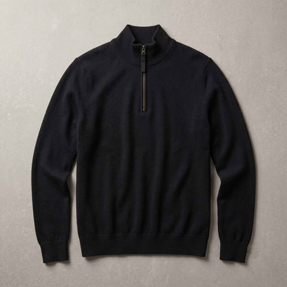 Men's cashmere half-zip sweater, Embrace in Deep Onyx - view 5